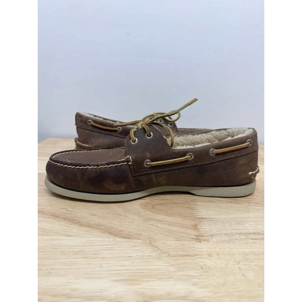 Sperry Men's Original Winter 2-Eye Boat Shoe brown shearling fleece lining #15